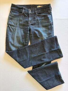 GAP Curvy Stretch Bootcut Jeans Womens Dark Wash Flap Back Pocket Double Button